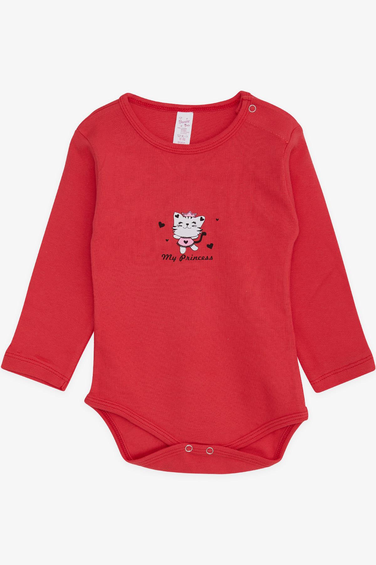 Breeze Kız Bebek Çıtçıtlı Body Prenses Kedicik Baskılı Mercan (9 Ay-3 Yaş)