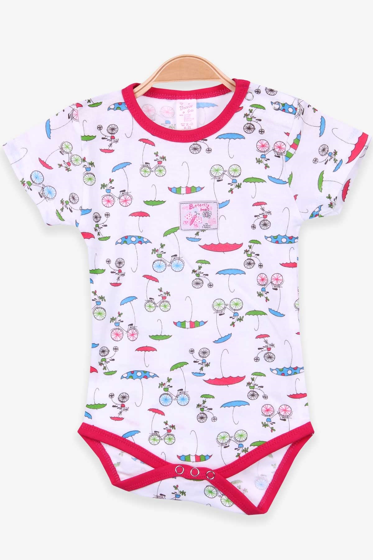 Breeze Kız Bebek Çıtçıtlı Body Şemsiye Desenli Beyaz (9 Ay-3 Yaş)