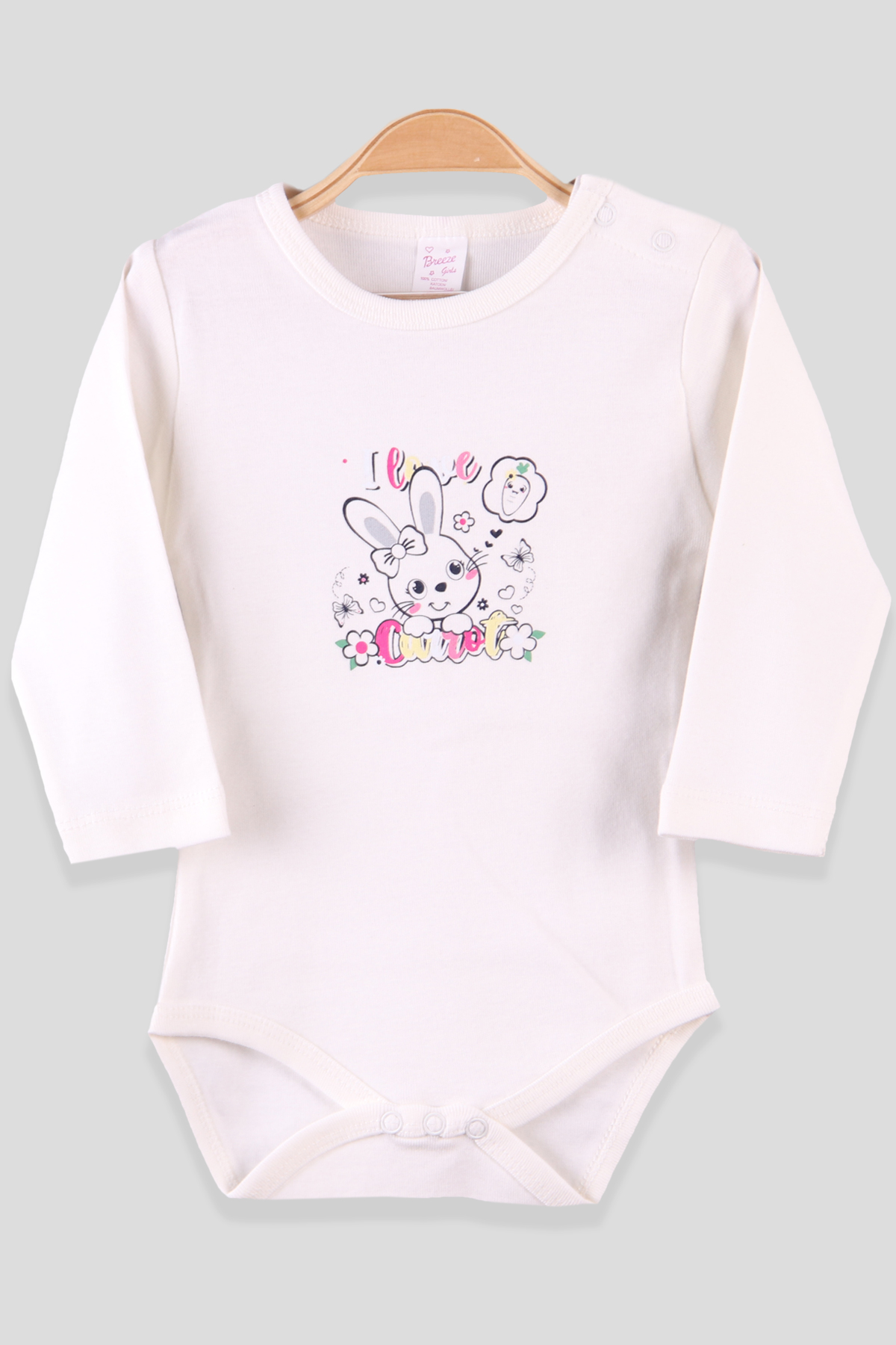 Breeze Kız Bebek Çıtçıtlı Body Tavşanlı Ekru (9 Ay-3 Yaş)