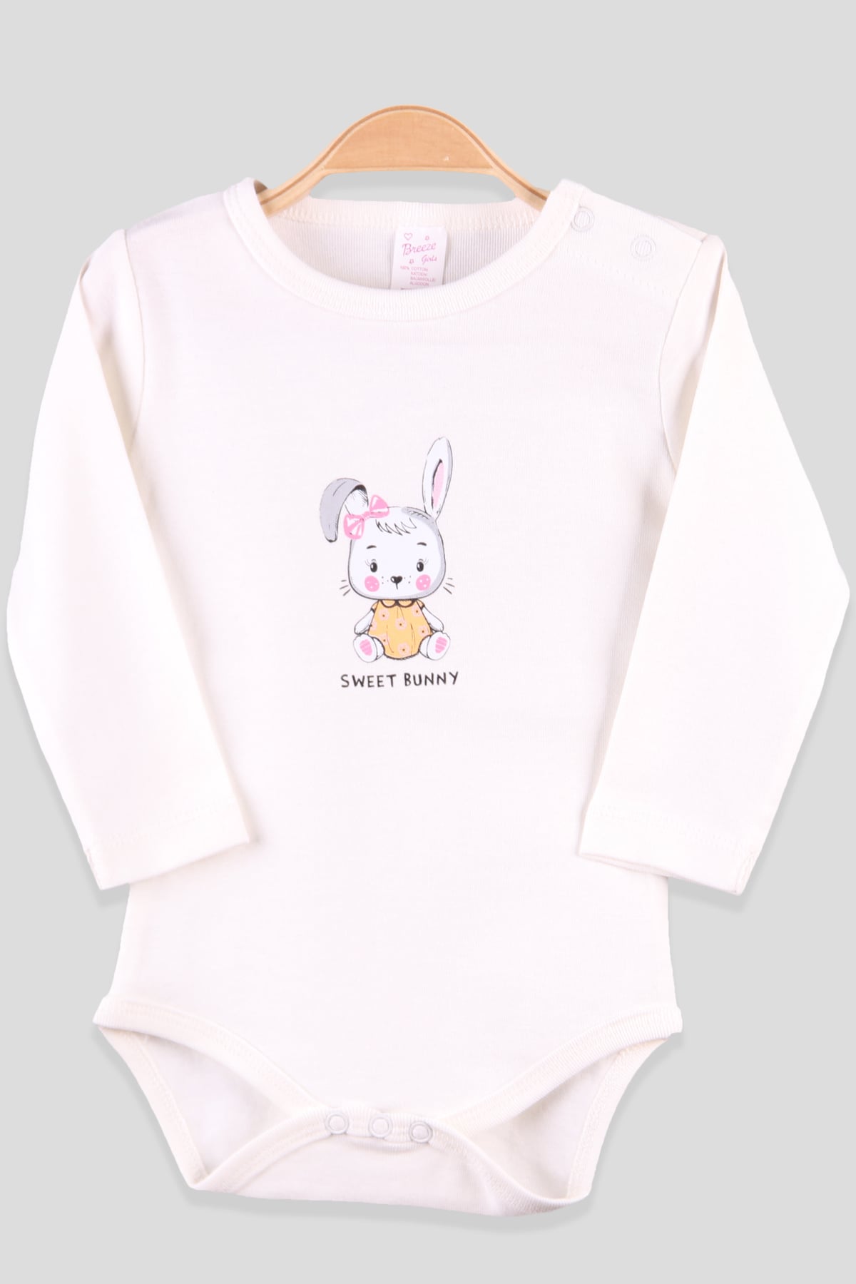 Breeze Kız Bebek Çıtçıtlı Body Tavşanlı Ekru (9 Ay-3 Yaş)