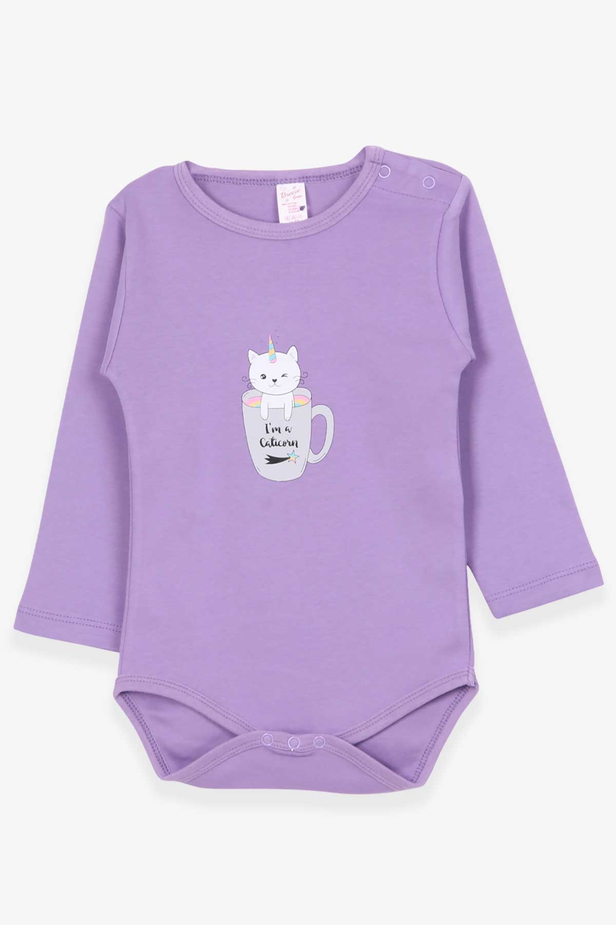 Breeze Kız Bebek Çıtçıtlı Body Yaramaz Caticorn Baskılı Lila (9 Ay-3 Yaş)