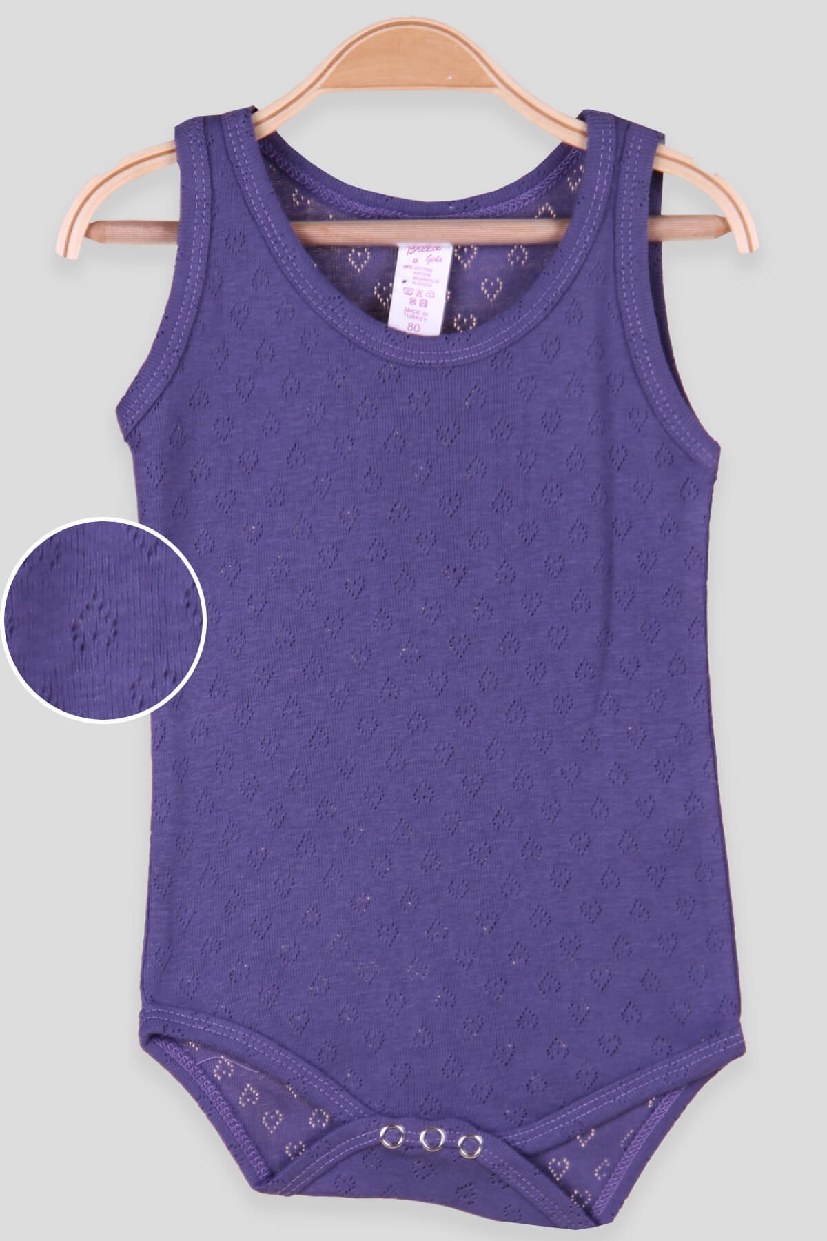 Breeze Kız Bebek Çıtçıtlı Jakarlı Body  Mor (9 Ay-3 Yaş)