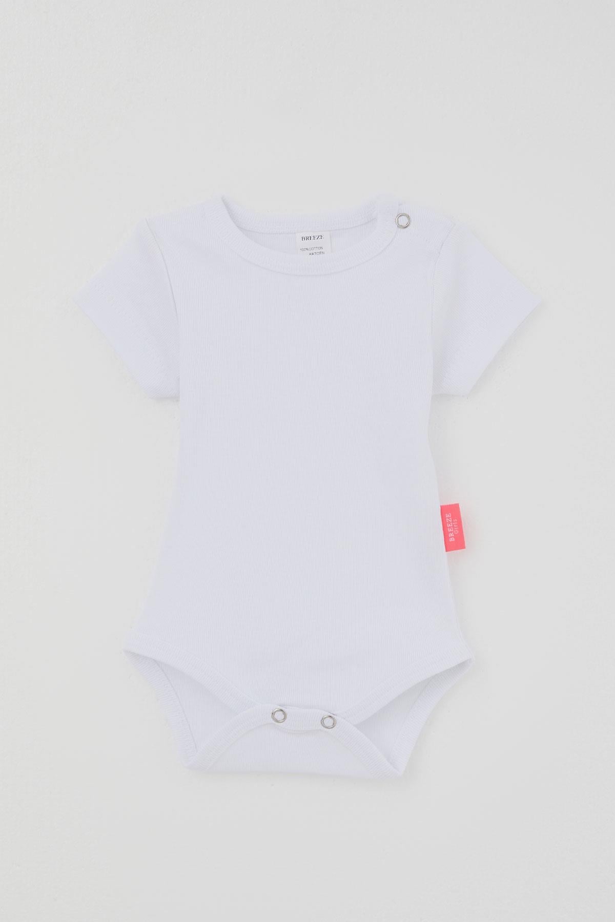 Breeze Kız Bebek Çıtçıtlı Kısa Kollu Zıbın Body Basic Beyaz (0-9 Ay)