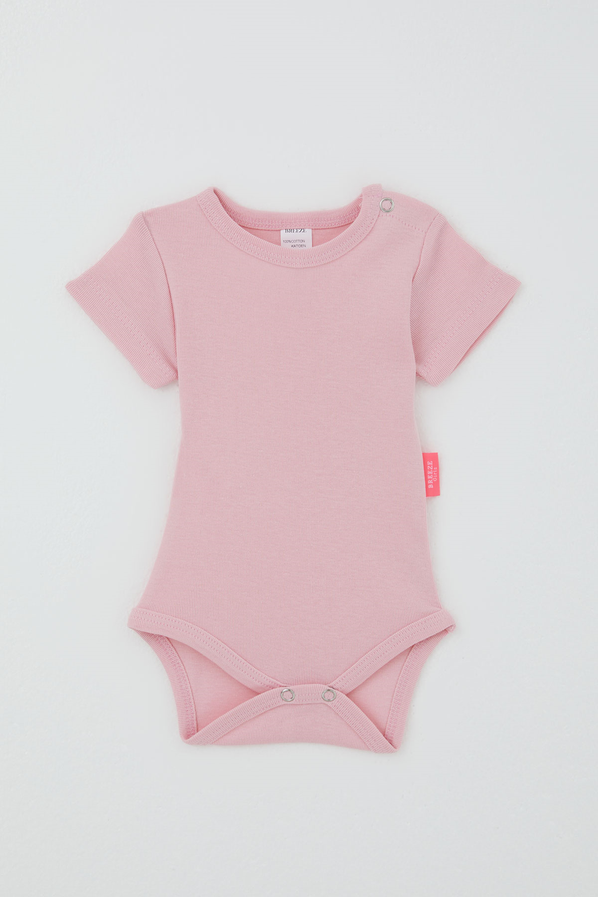 Breeze Kız Bebek Çıtçıtlı Kısa Kollu Zıbın Body Basic Pembe (0-9 Ay)