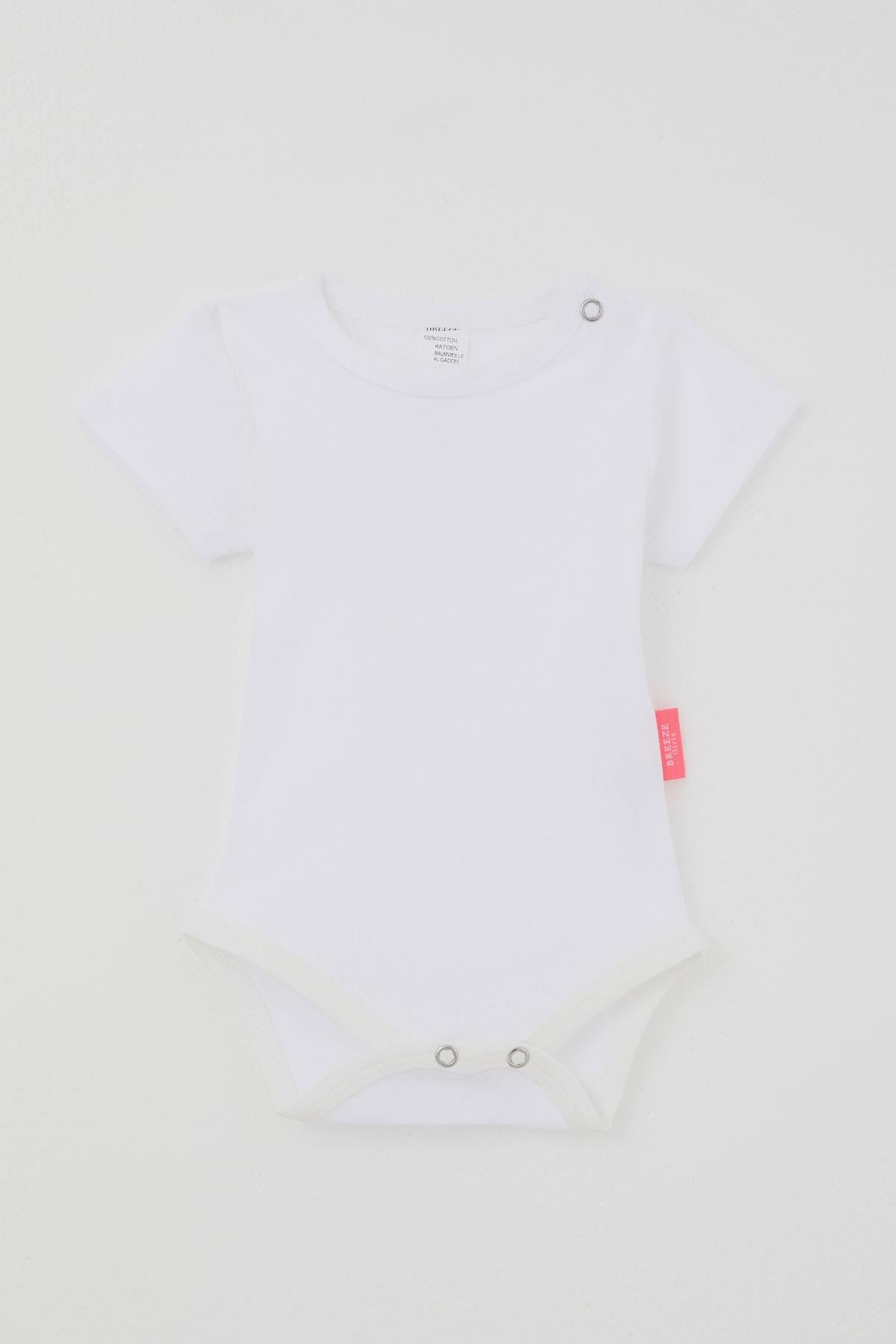 Breeze Kız Bebek Çıtçıtlı Kısa Kollu Zıbın Body Basic Ekru (0-9 Ay)
