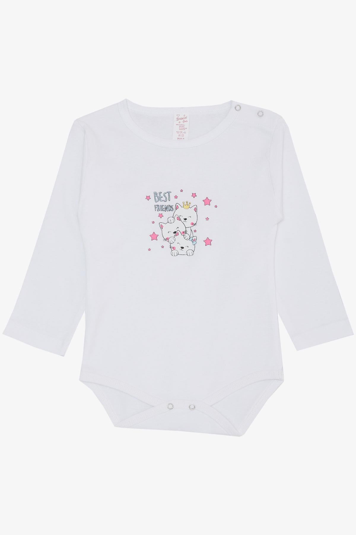Breeze Kız Bebek Çıtçıtlı Zıbın Body Dostluk Temalı Prenses Kedicikler Baskılı Beyaz (9 Ay-3 Yaş)