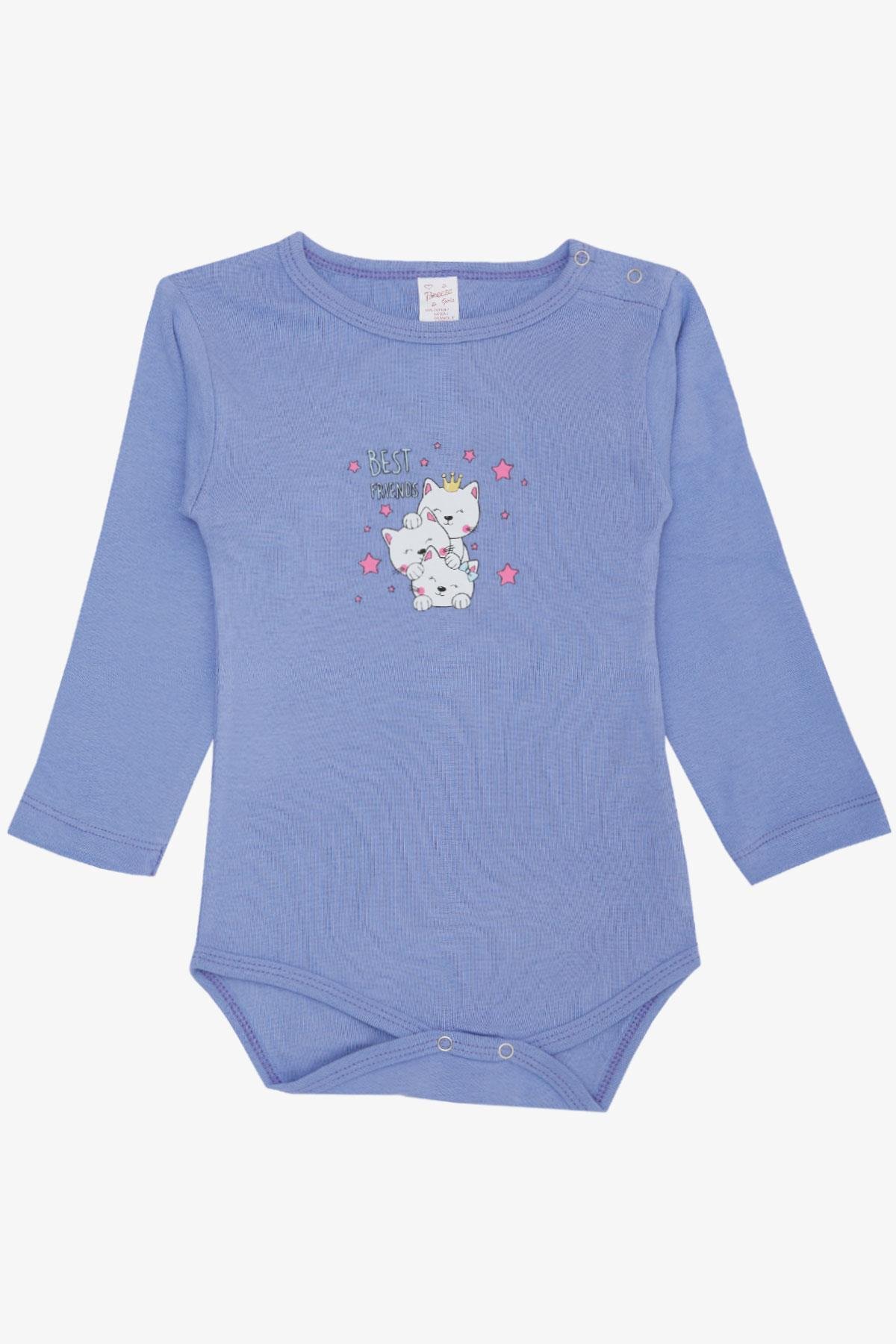 Breeze Kız Bebek Çıtçıtlı Zıbın Body Dostluk Temalı Prenses Kedicikler Baskılı Lila (9 Ay-3 Yaş)