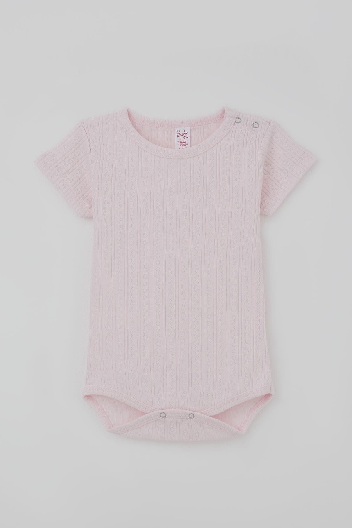 Breeze Kız Bebek Çıtçıtlı Zıbın Body Jakarlı Pembe (9 Ay-3 Yaş)