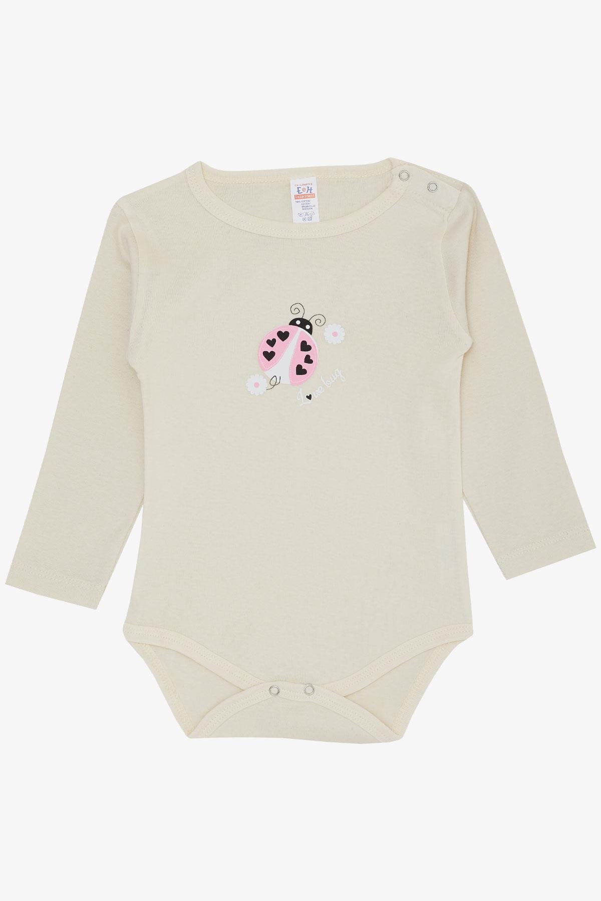 Breeze Kız Bebek Çıtçıtlı Zıbın Body Kalpli Uğur Böceği Baskılı Ekru (9 Ay-3 Yaş)
