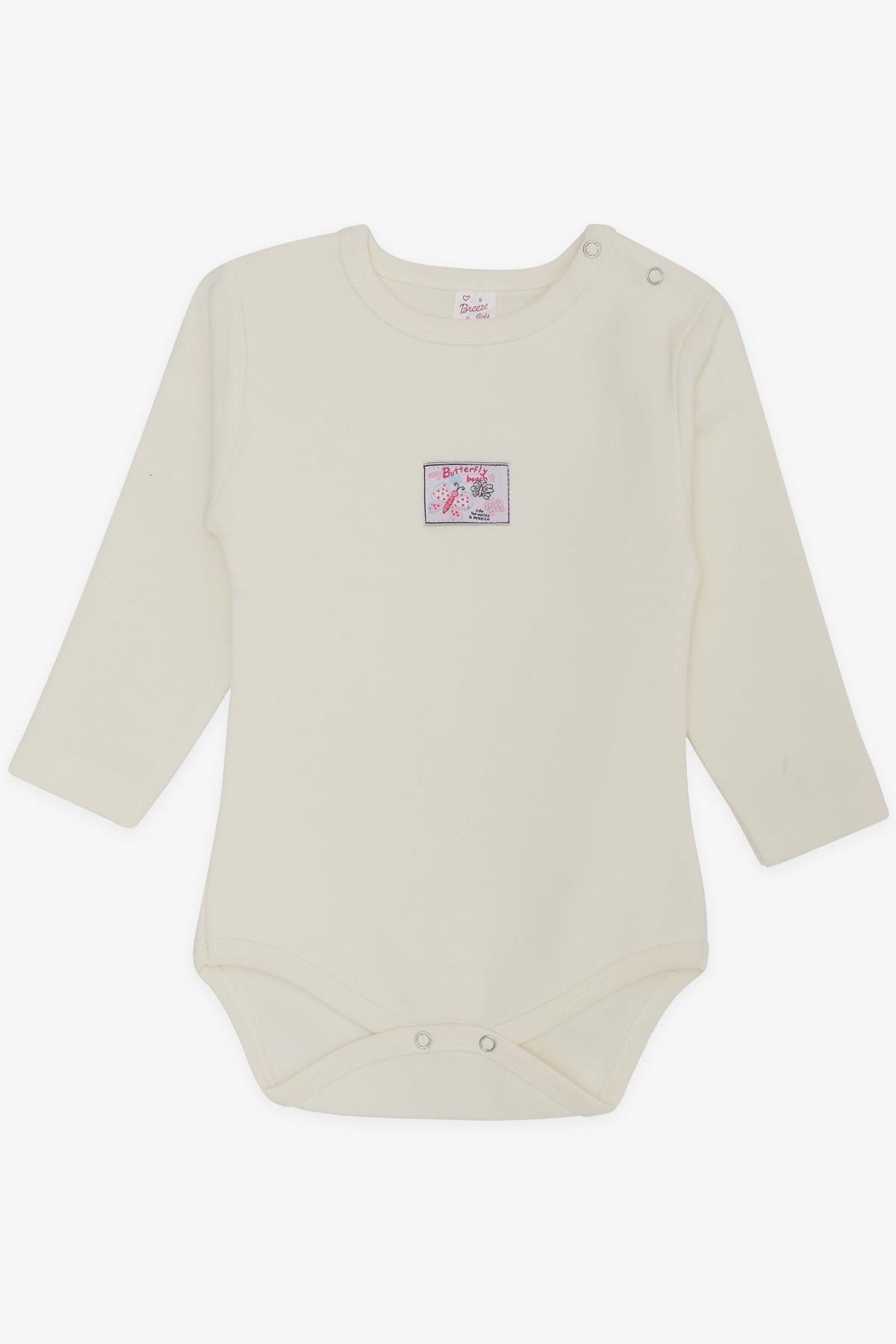 Breeze Kız Bebek Çıtçıtlı Zıbın Body Kelebek Baskılı Ekru (9 Ay-3 Yaş)