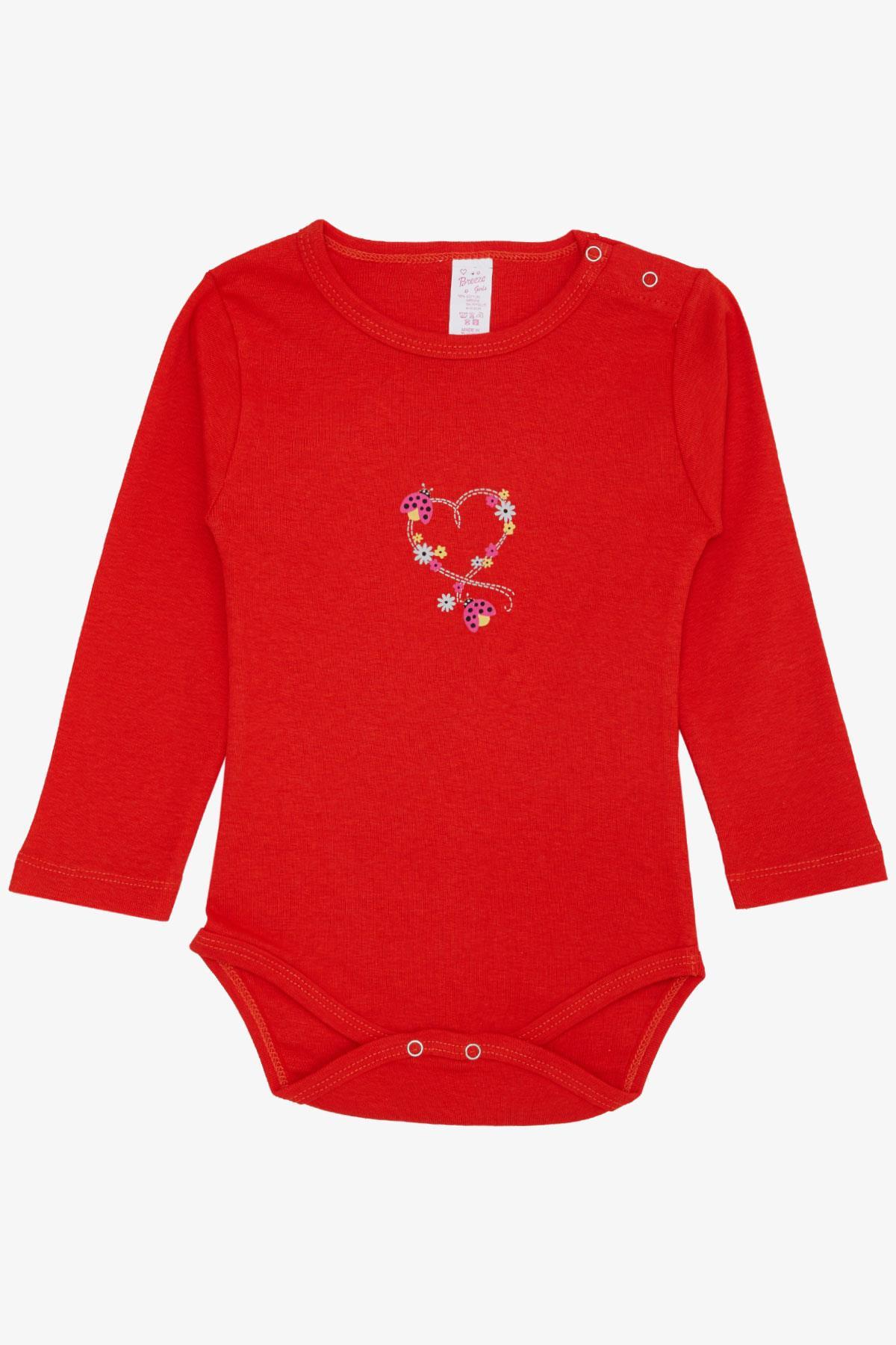 Breeze Kız Bebek Çıtçıtlı Zıbın Body Uğur Böceği Baskılı Çiçekli Narçiçeği (9 Ay-3 Yaş)