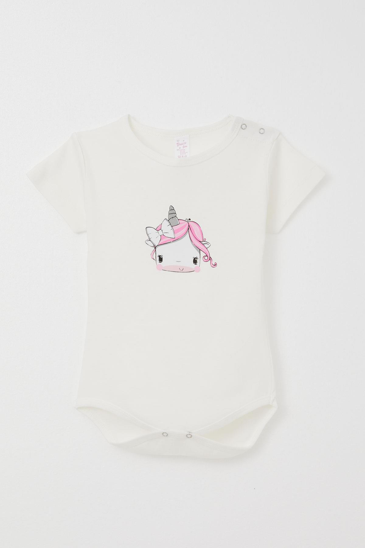 Breeze Kız Bebek Çıtçıtlı Zıbın Body Unıcorn Baskılı Ekru (9 Ay-3 Yaş)