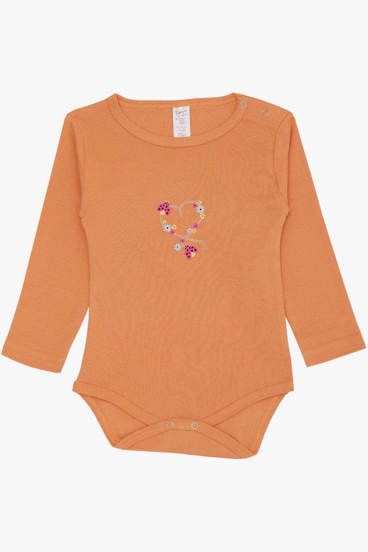 Breeze Kız Bebek Çıtçıtlı Zıbın Body Uğur Böceği Baskılı Çiçekli Somon (9 Ay-3 Yaş)