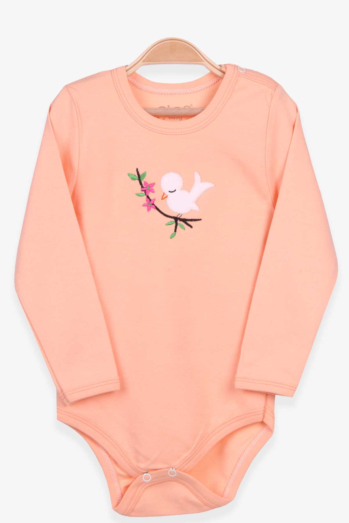 Breeze Kız Bebek Çıtıçıtlı Body Kuş Nakışlı Somon (4 Ay-3 Yaş)