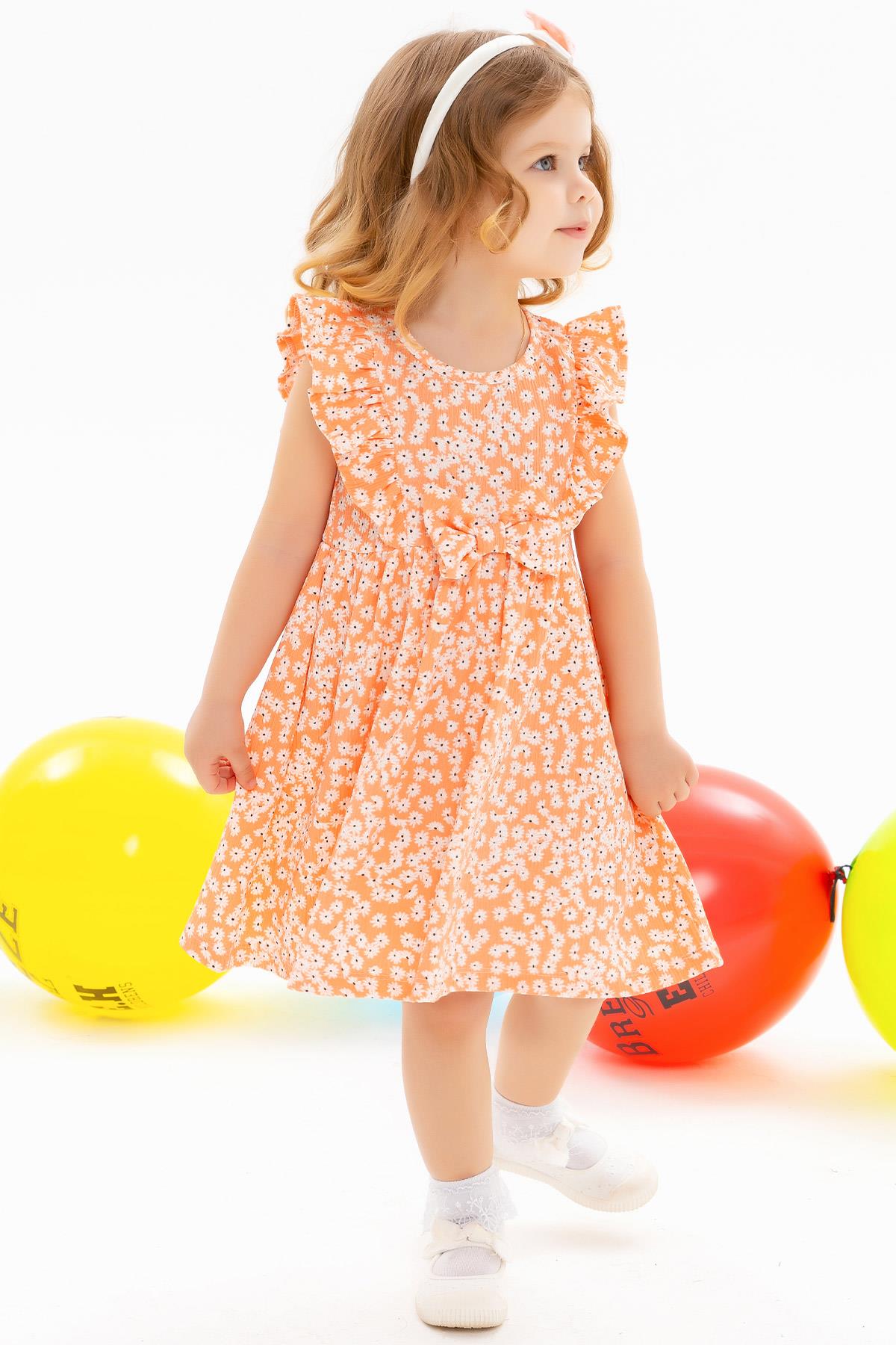 Breeze Kız Bebek Elbise Çiçek Desenli Somon (1.5 Yaş)