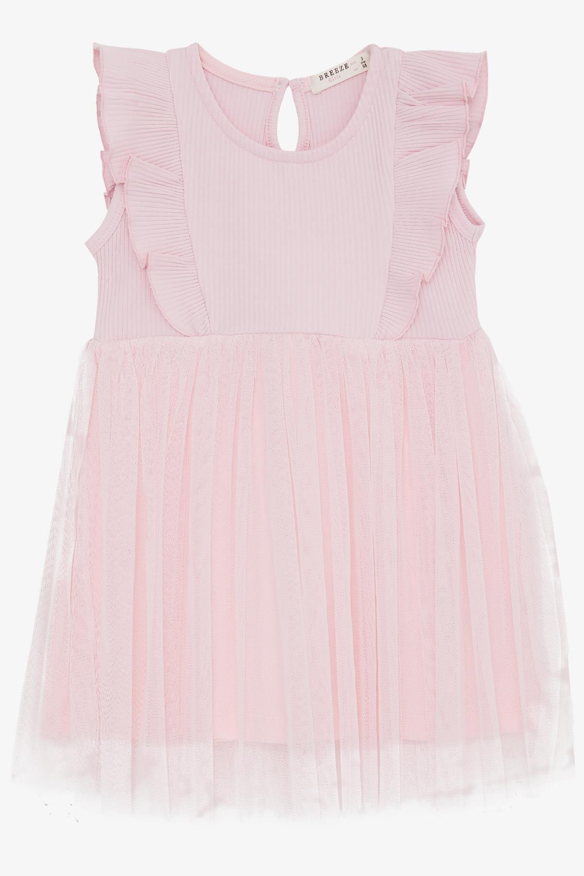 Breeze Kız Bebek Elbise Fırfırlı Tüllü Pembe (9 Ay-3 Yaş)