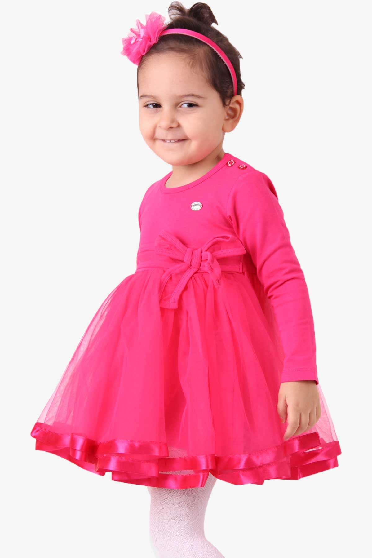 Kız Çocuk Elbisesi - Fiyonklu Fuşya 1.5-5 Yaş | Breeze