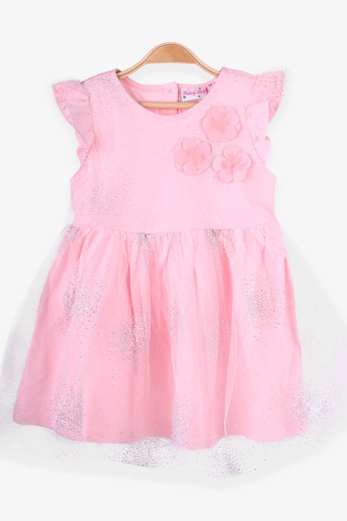Breeze Kız Bebek Elbise Tüllü Simli Pudra (9 Ay-3 Yaş)