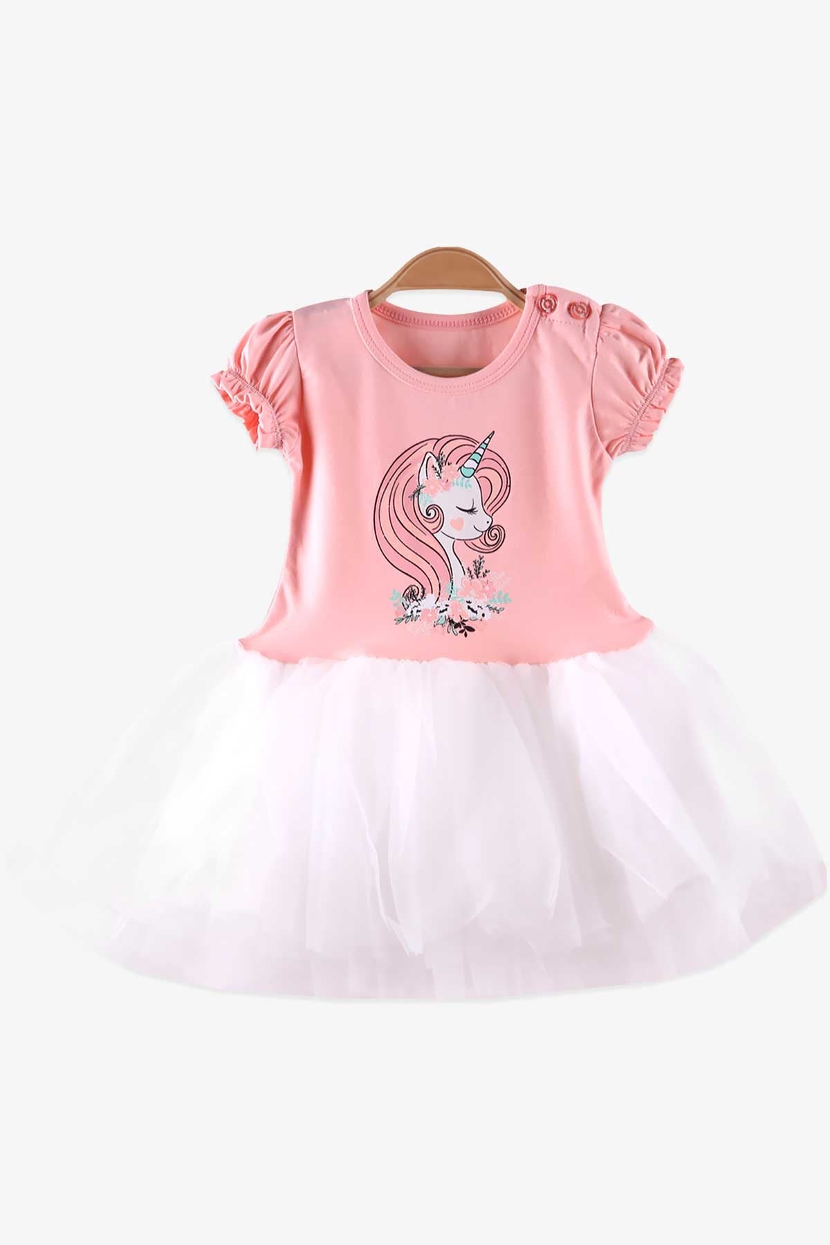 Breeze Kız Bebek Elbise Unicorn Somon (9 Ay-1 Yaş)