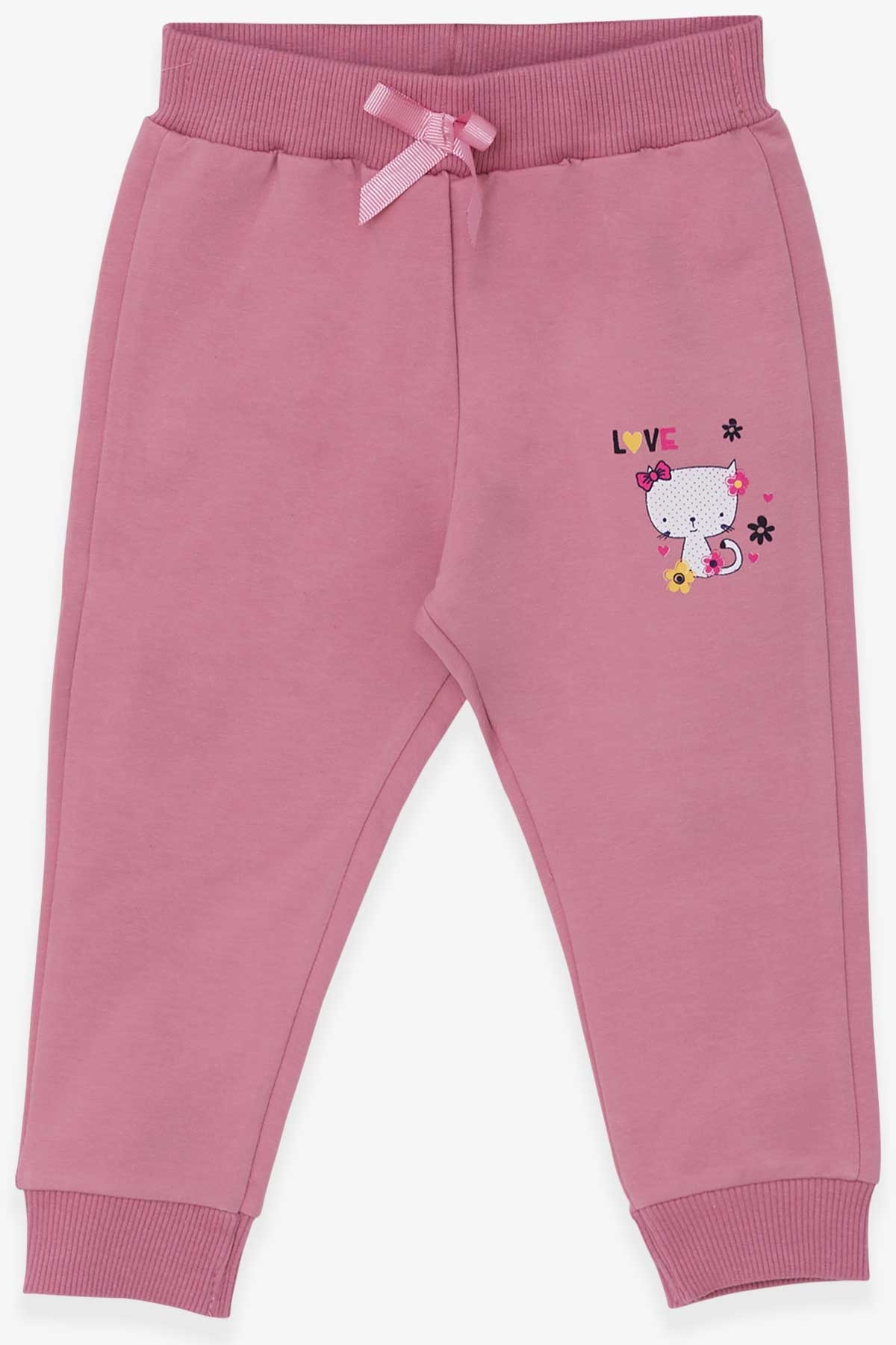 Breeze Kız Bebek Eşofman Altı Kedi Baskılı Gülkurusu (6 Ay-2 Yaş)