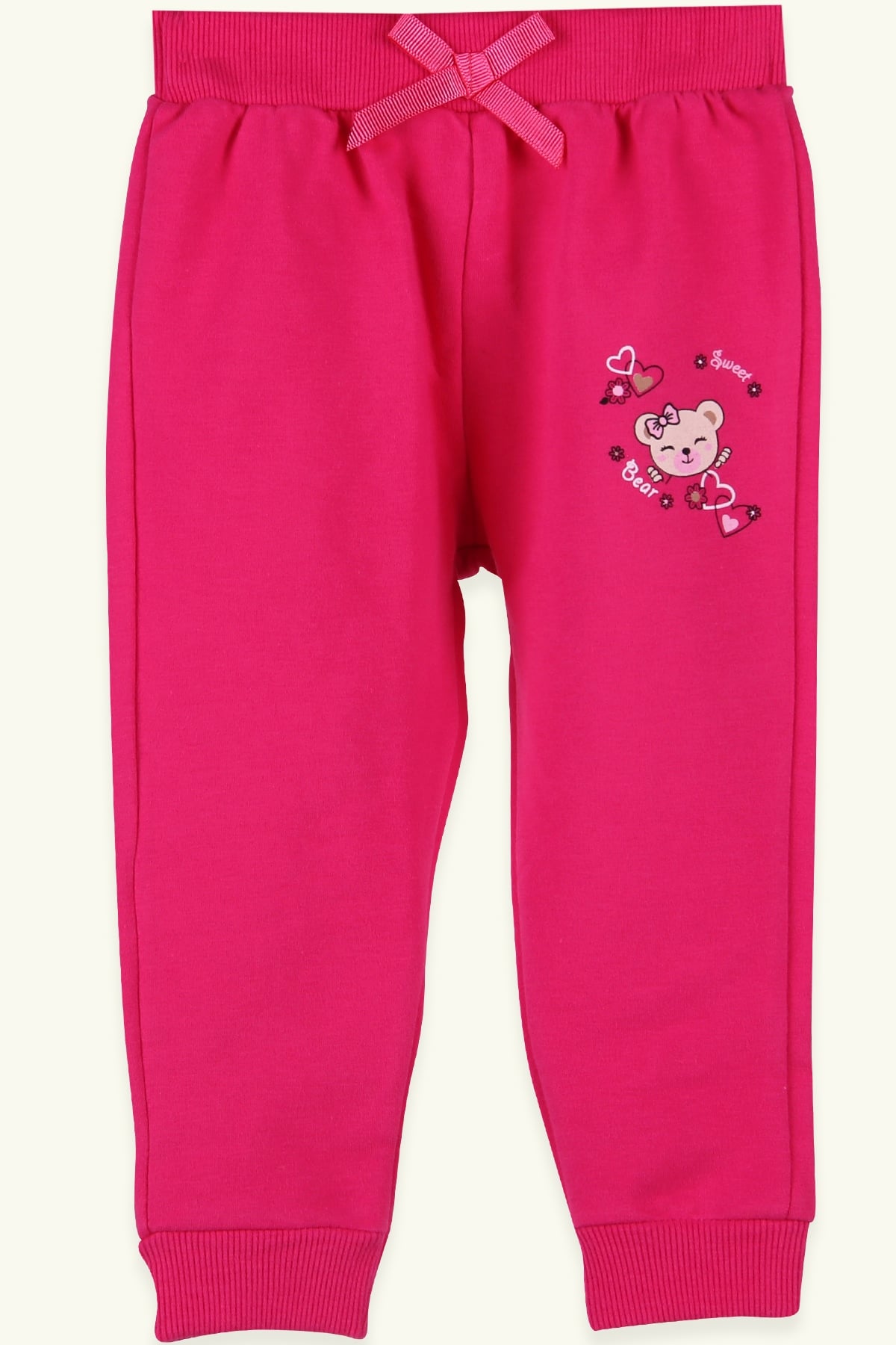 Breeze Kız Bebek Eşofman Altı Kurdelalı Ayıcıklı Fuşya (6 Ay-2 Yaş)