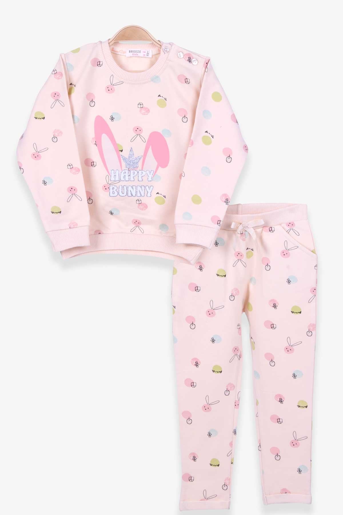 Breeze Kız Bebek Eşofman Takım Tavşancık Baskılı Krem (6 Ay-2 Yaş)