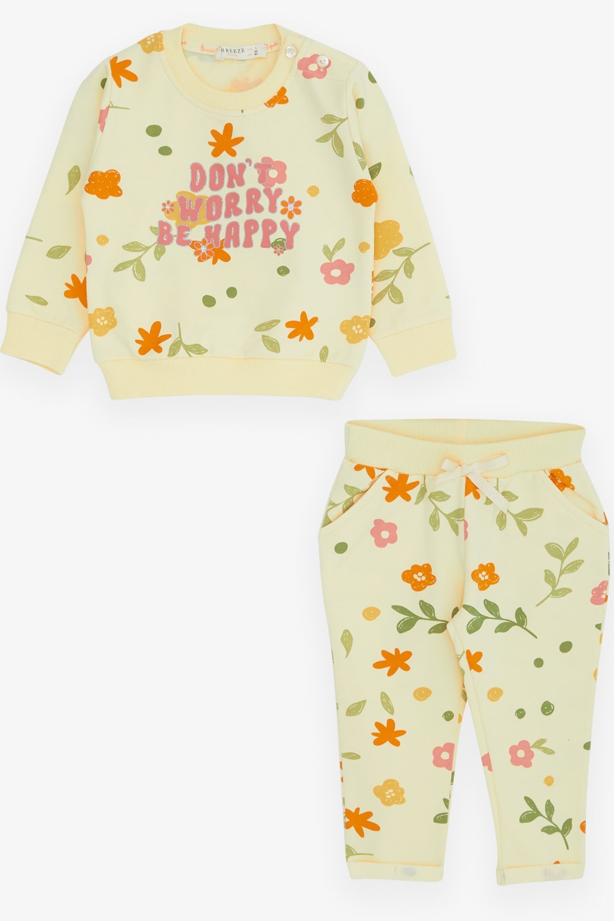 Breeze Kız Bebek Eşofman Takımı Çiçek Desenli Krem (6 Ay-2 Yaş)