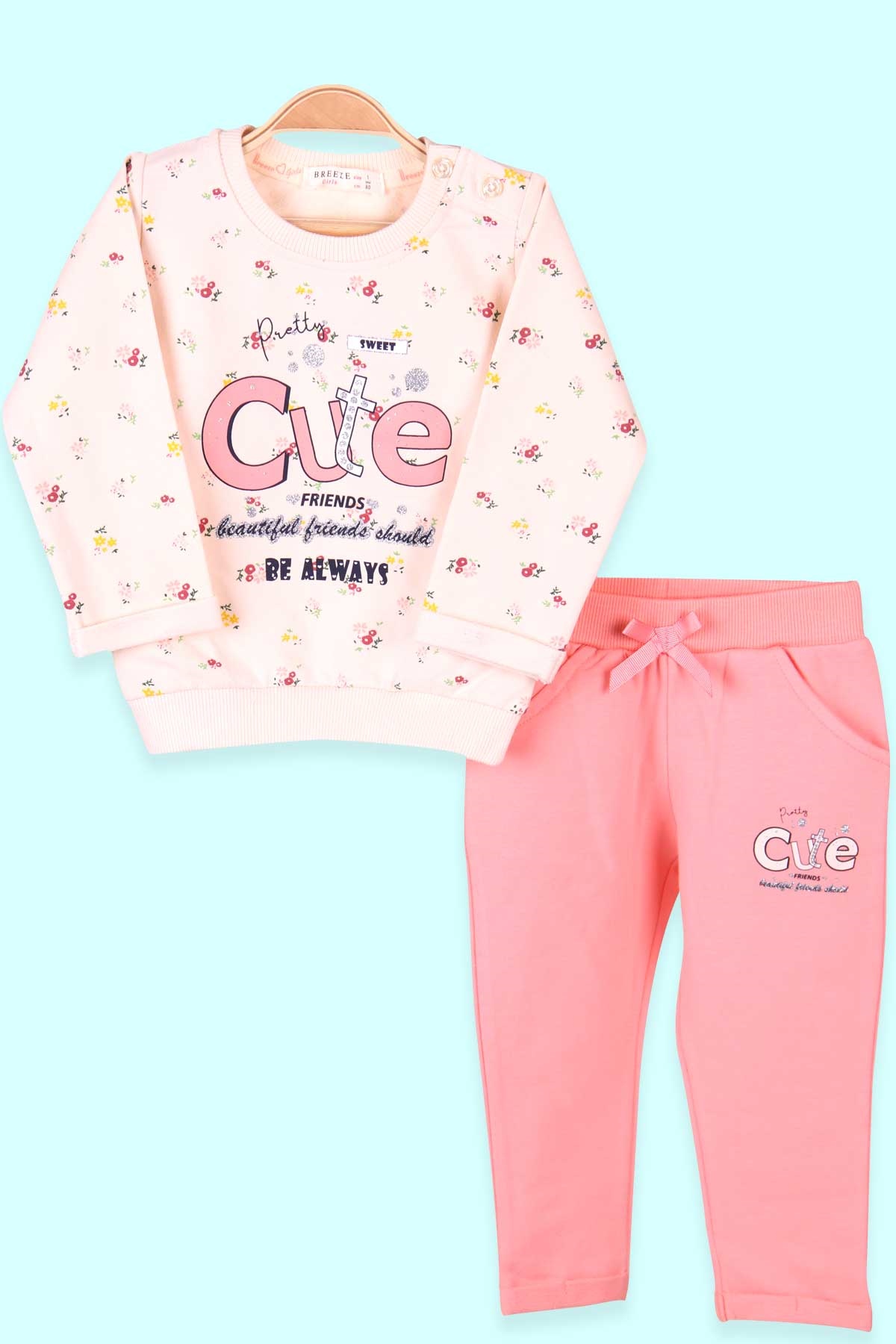 Breeze Kız Bebek Eşofman Takımı Çiçekli Krem (6 Ay-2 Yaş)