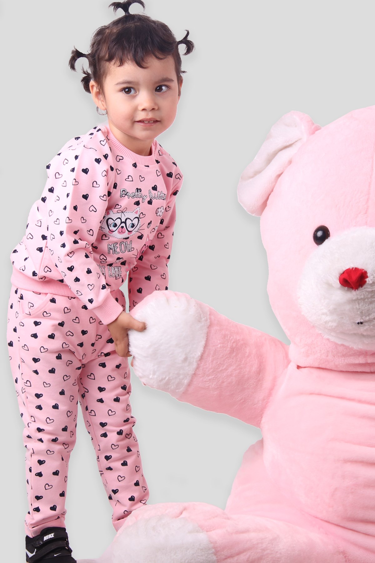 Breeze Kız Bebek Eşofman Takımı Kedili Pembe (6-9 Ay)