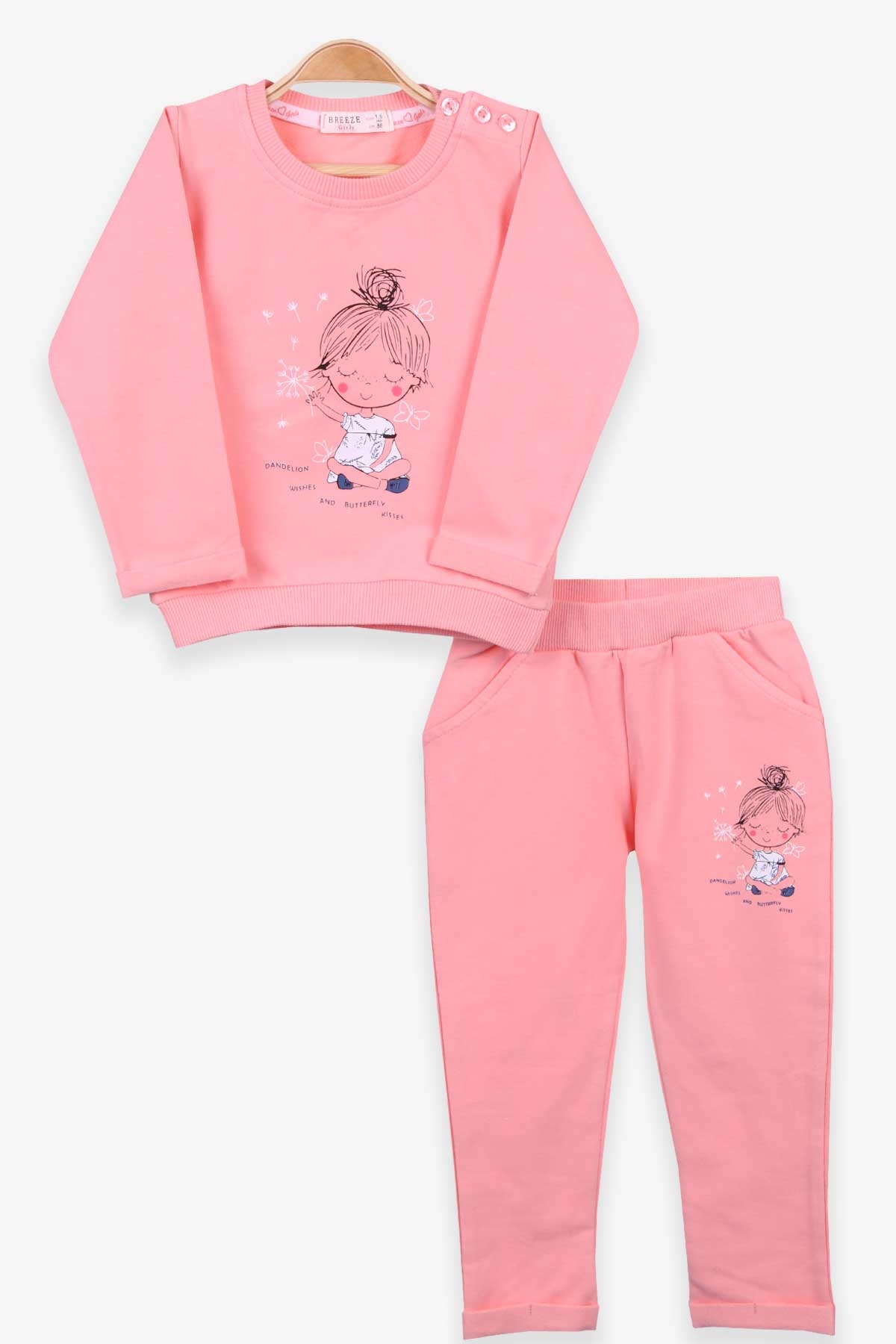 Breeze Kız Bebek Eşofman Takımı Kız Baskılı Somon (9 Ay-3 Yaş)