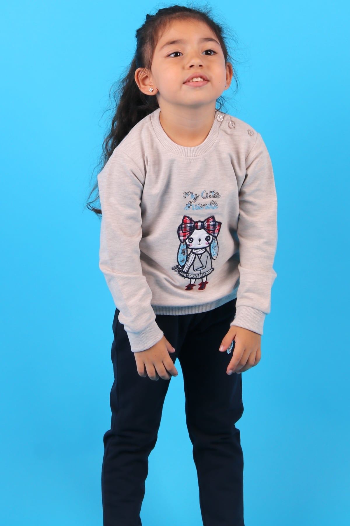 Breeze Kız Bebek Eşofman Takımı Pul İşlemeli Bej (9 Ay-3 Yaş)