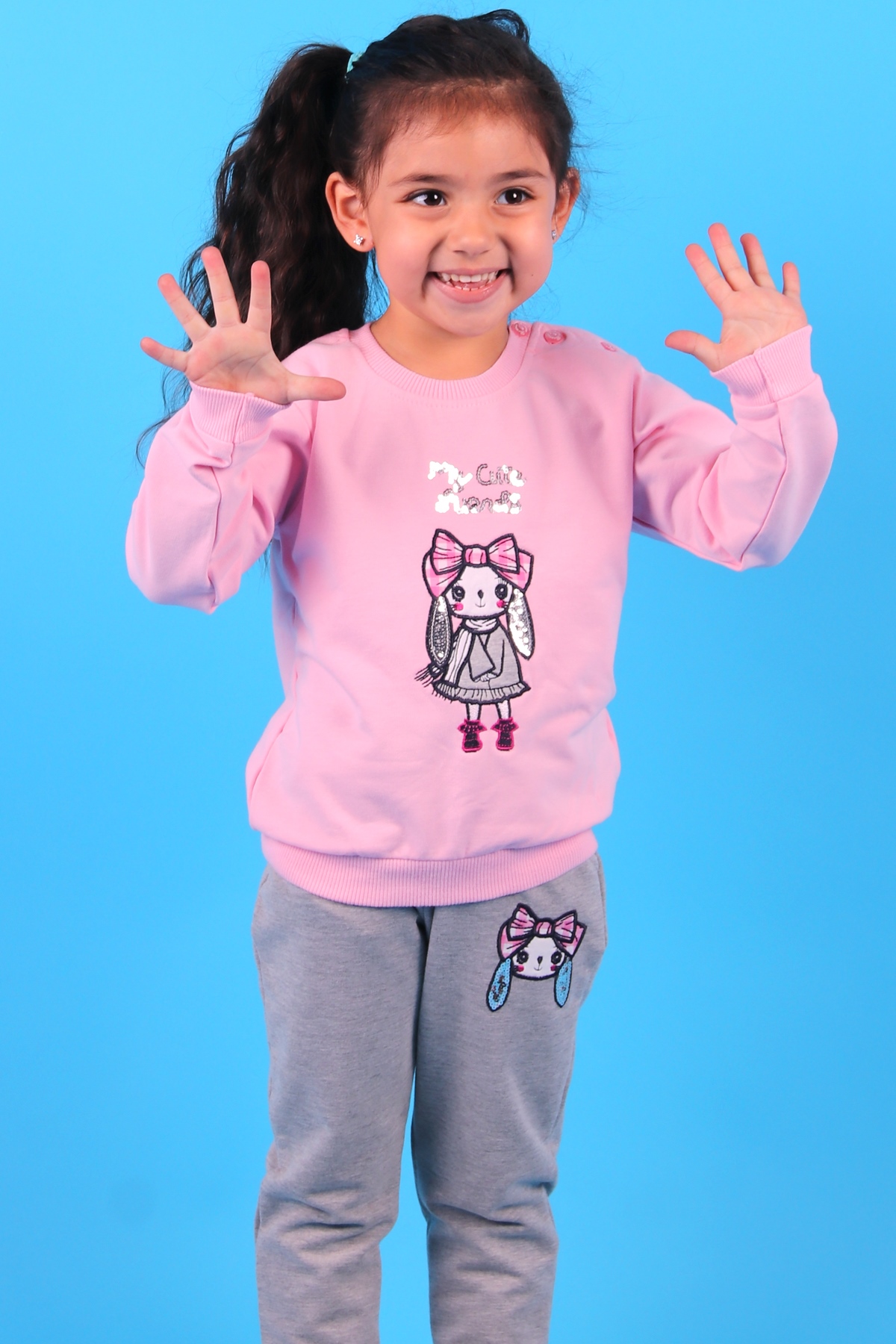 Breeze Kız Bebek Eşofman Takımı Pul İşlemeli Pudra (9 Ay-3 Yaş)