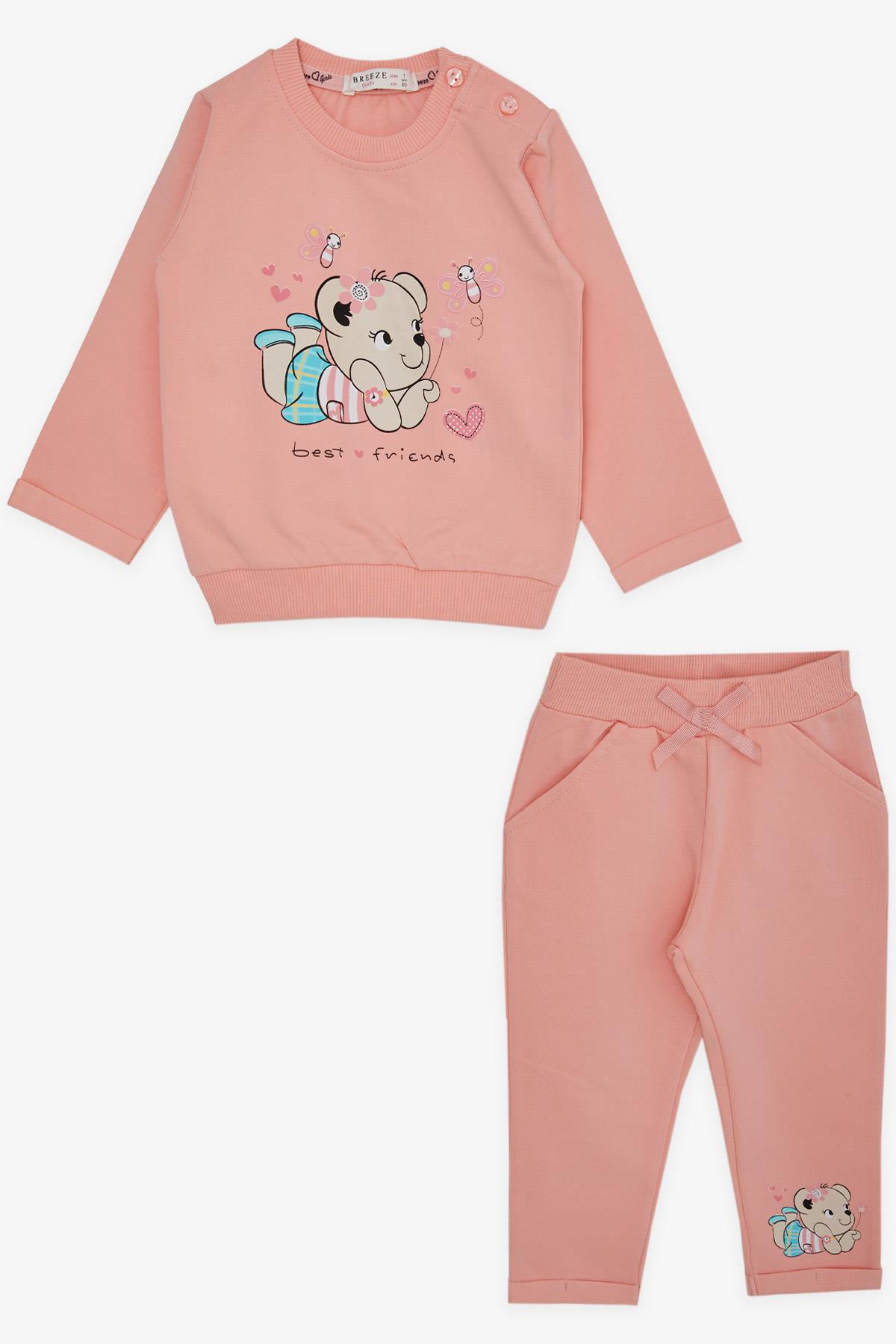 Breeze Kız Bebek Eşofman Takımı Sevimli Hayvancık Dostlar Somon (4 Ay-1.5 Yaş)