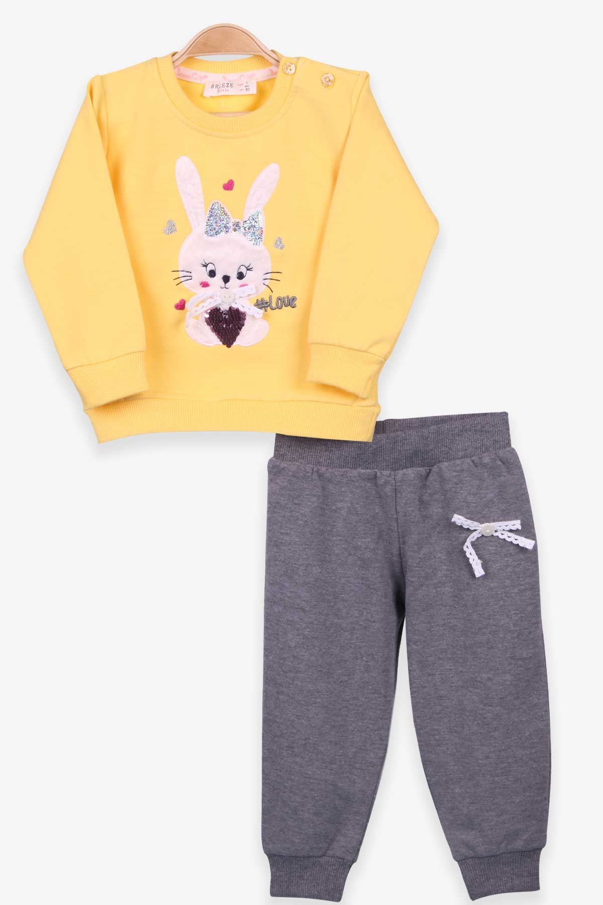 Breeze Kız Bebek Eşofman Takımı Tavşan Nakışlı Sarı (6 Ay-2 Yaş)