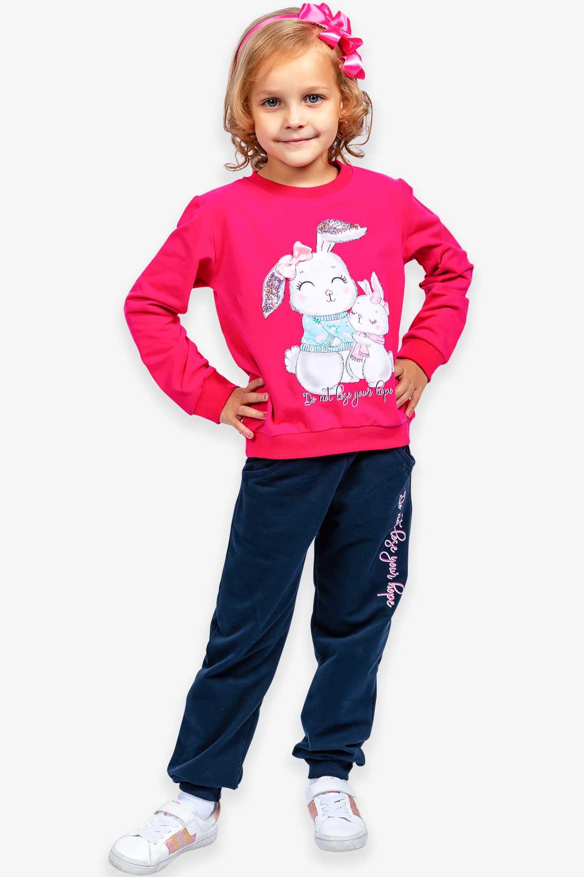 Breeze Kız Bebek Eşofman Takımı Tavşan Baskılı Pembe (2 Yaş)