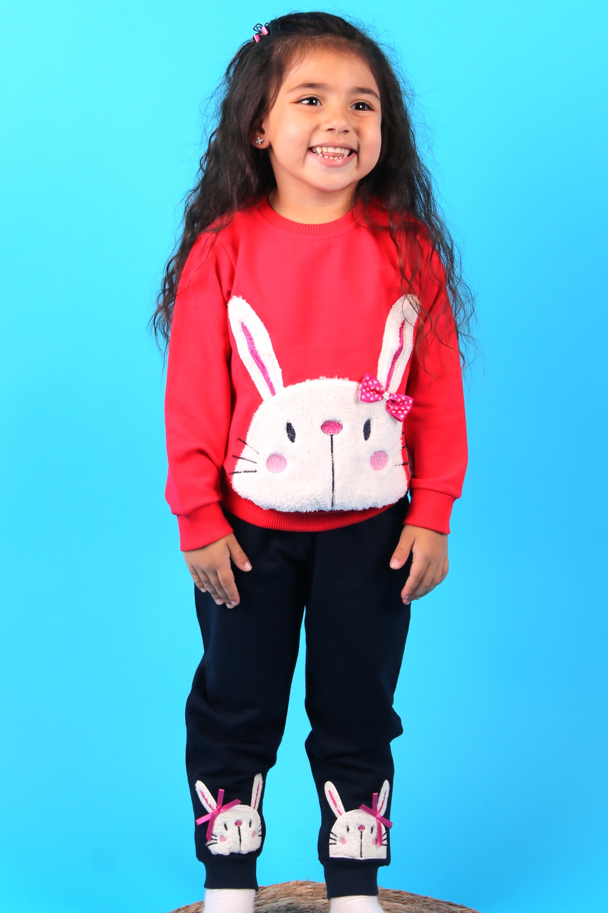 Breeze Kız Bebek Eşofman Takımı Tavşanlı Fiyonklu Narçiçeği (9 Ay-3 Yaş)