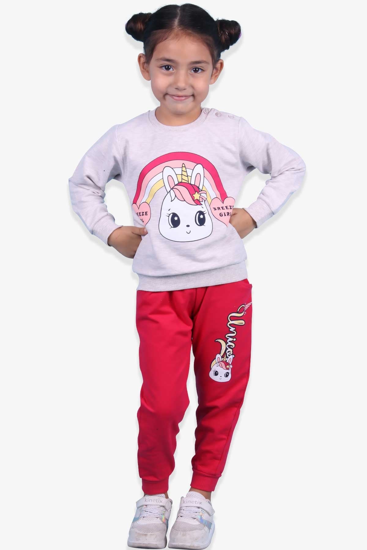 Breeze Kız Bebek Eşofman Takımı Unicorn Bej Melanj (1 Yaş)