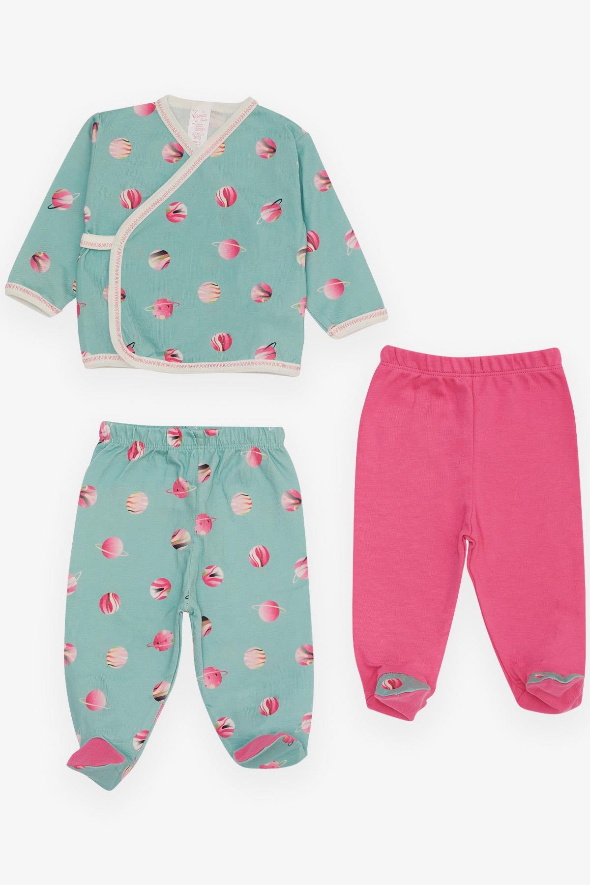 Breeze Kız Bebek Hastane Çıkışı 3 lü Gezegen Desenli Mint Yeşili (0-3 Ay-4 Ay)