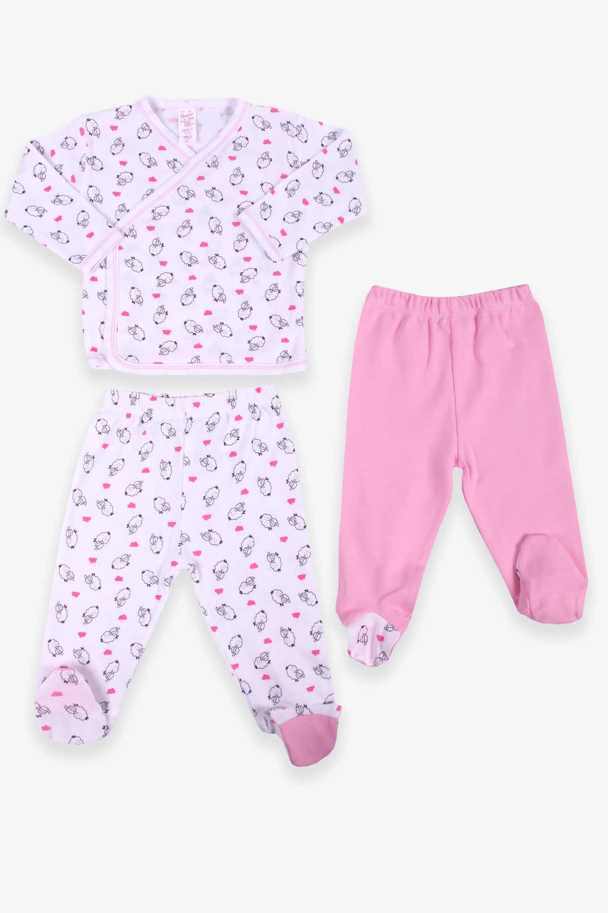 Breeze Kız Bebek Hastane Çıkışı 3 lü Kuzucuklu Beyaz (0-3 Ay-4 Ay)
