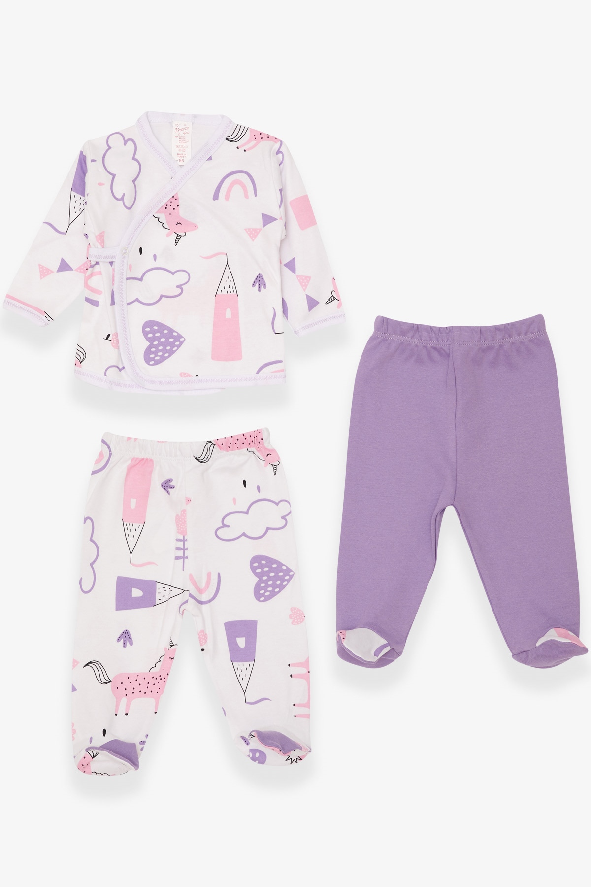 Breeze Kız Bebek Hastane Çıkışı 3 lü Masal Temalı Beyaz (0-3 Ay-4 Ay)