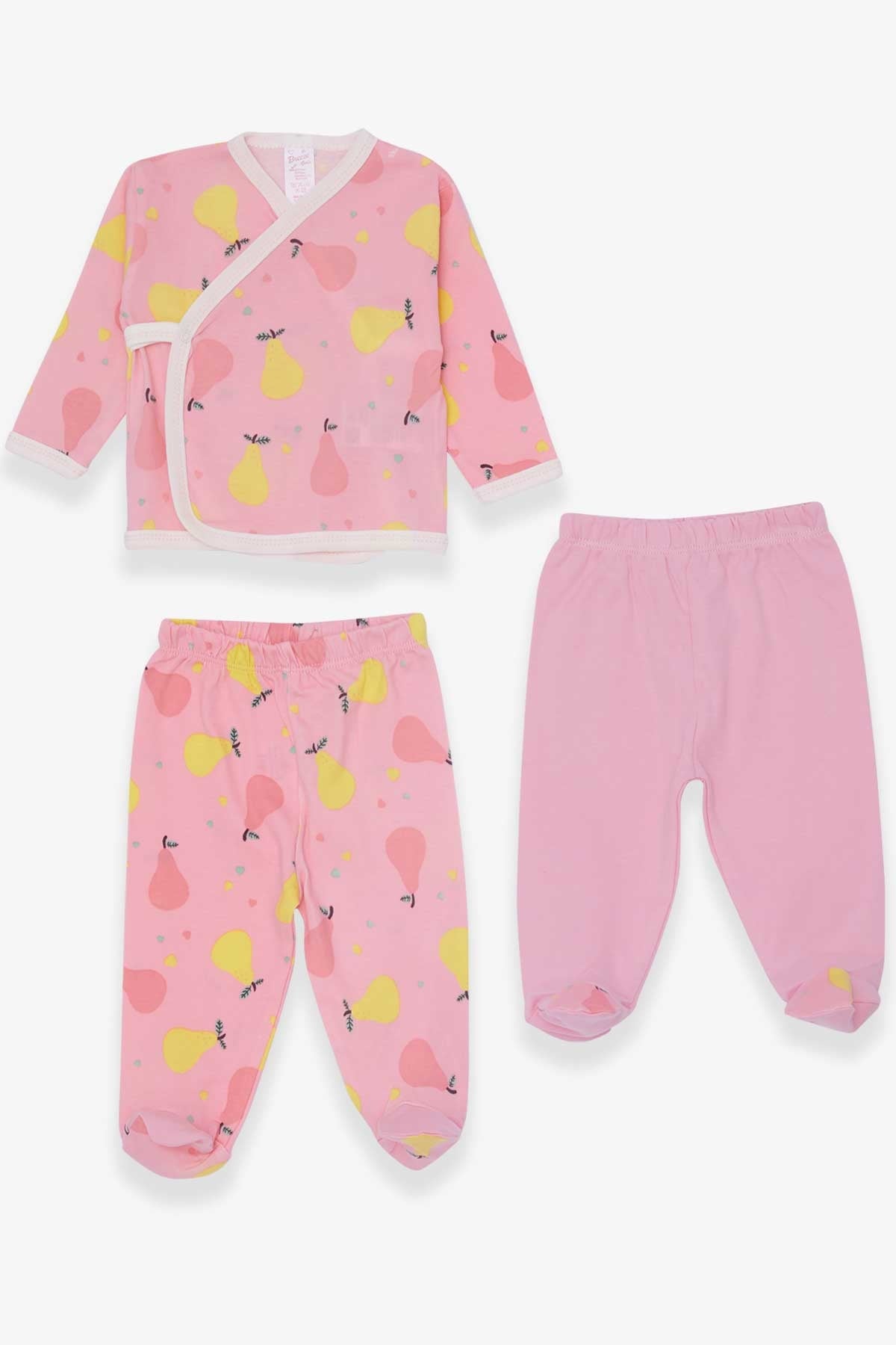 Breeze Kız Bebek Hastane Çıkışı 3 lü Meyve Desenli Pembe (0-3 Ay-4 Ay)