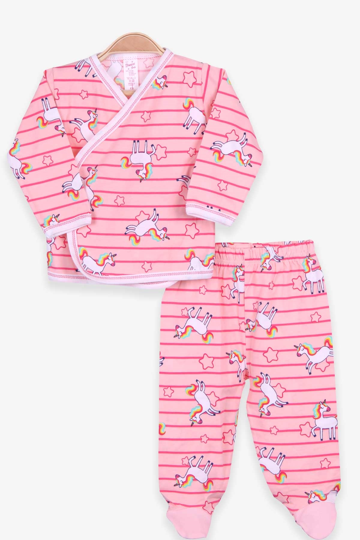 Breeze Kız Bebek Hastane Çıkışı 3 lü Unicorn Somon (0-3 Ay-4 Ay)