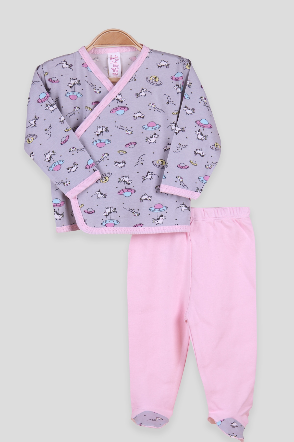 Breeze Kız Bebek Hastane Çıkışı 3 lü Unicorn Desenli Pudra (0-3 Ay-4 Ay)