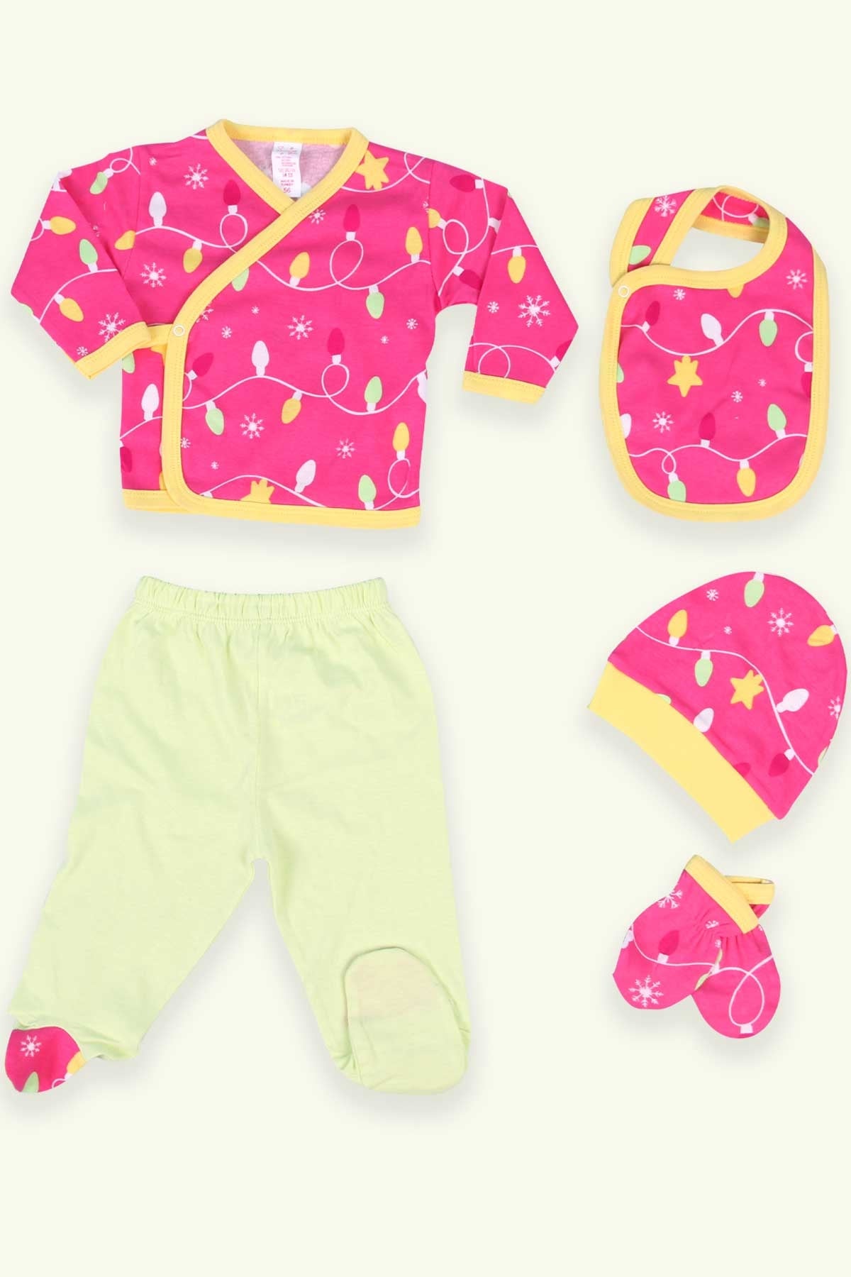 Breeze Kız Bebek Hastane Çıkışı 5 li Desenli Pembe (0-3 Ay)