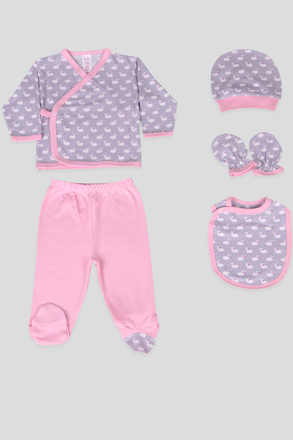 Breeze Kız Bebek Hastane Çıkışı 5 li Tavşanlı Pembe (0-3 Ay)