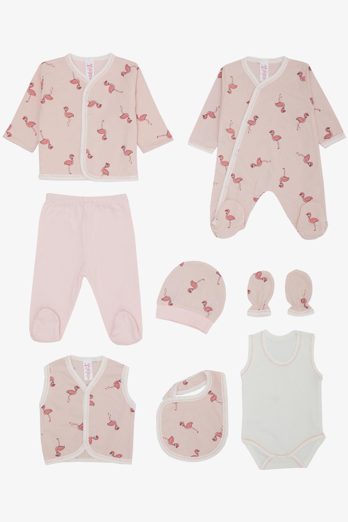 Breeze Kız Bebek Hastane Çıkışı 8 li Flamingo Desenli Pudra (0-3 Ay)