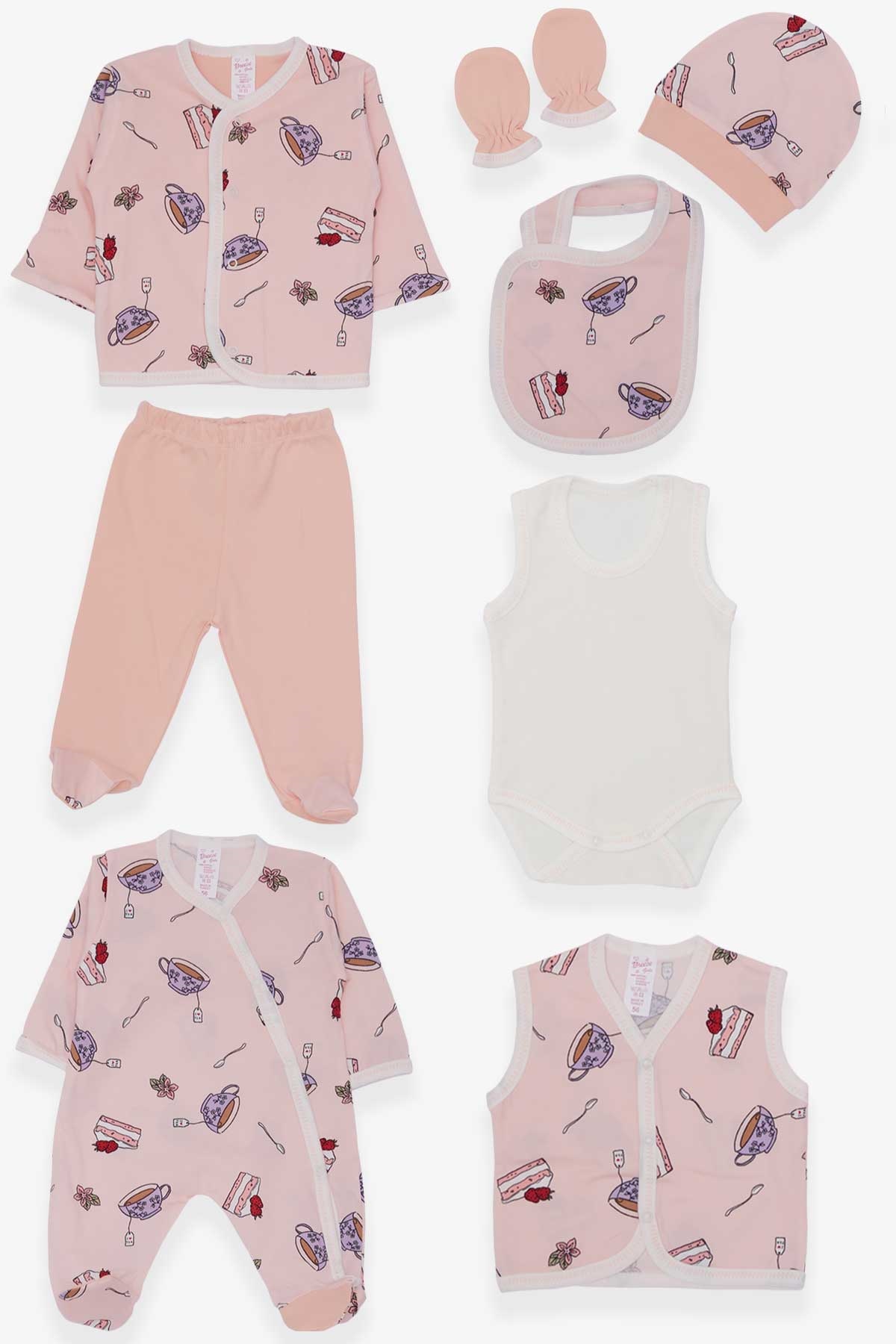 Breeze Kız Bebek Hastane Çıkışı 8 li Pasta Desenli Pudra (0-3 Ay)