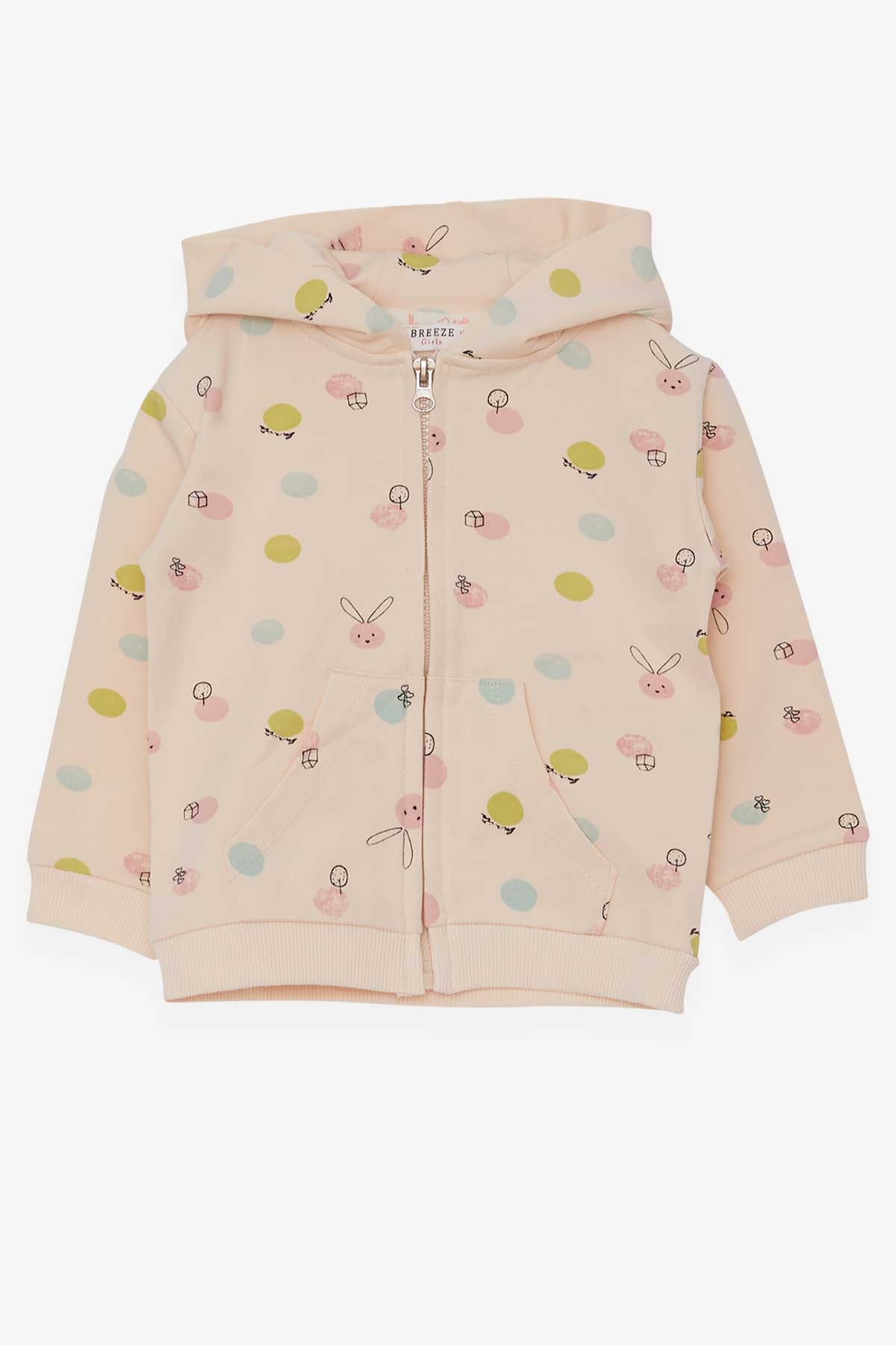 Breeze Kız Bebek Hırka Tavşancık Desenli Krem (9 Ay-3 Yaş)