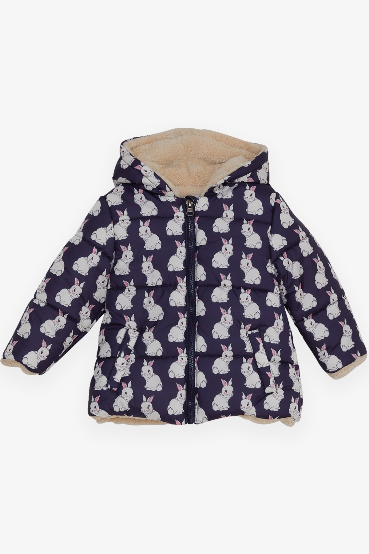 Breeze Kız Bebek Mont Tavşancık Desenli Mor (6 Ay-2 Yaş)