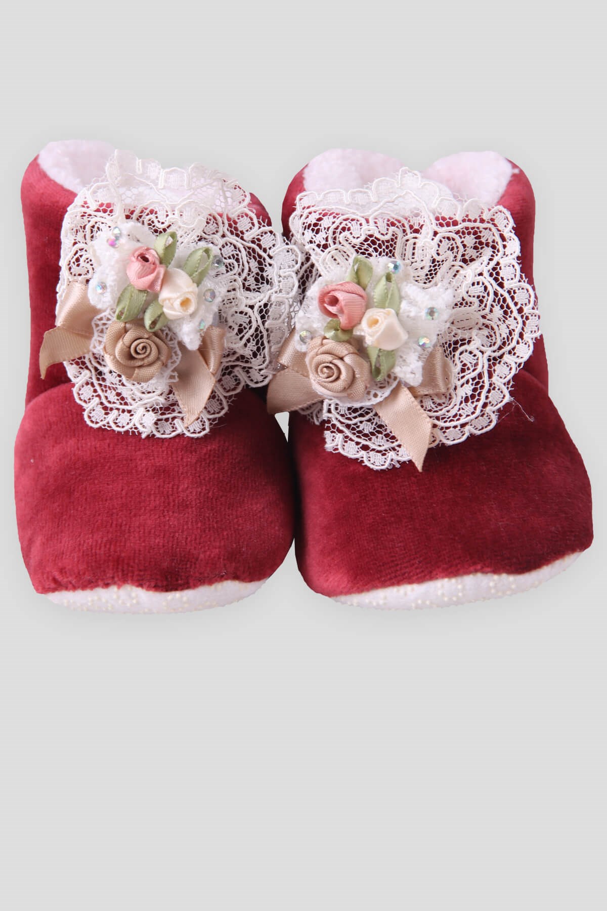 Breeze Kız Bebek Panduf Desenli Bordo (Standart)